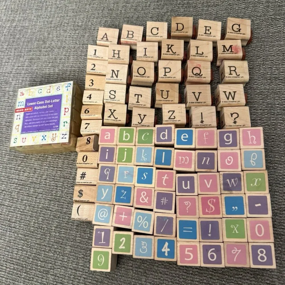 Huge Lot 100+ Wooden Rubber Stamps Alphabet Numbers & Symbols Crafting Stampin